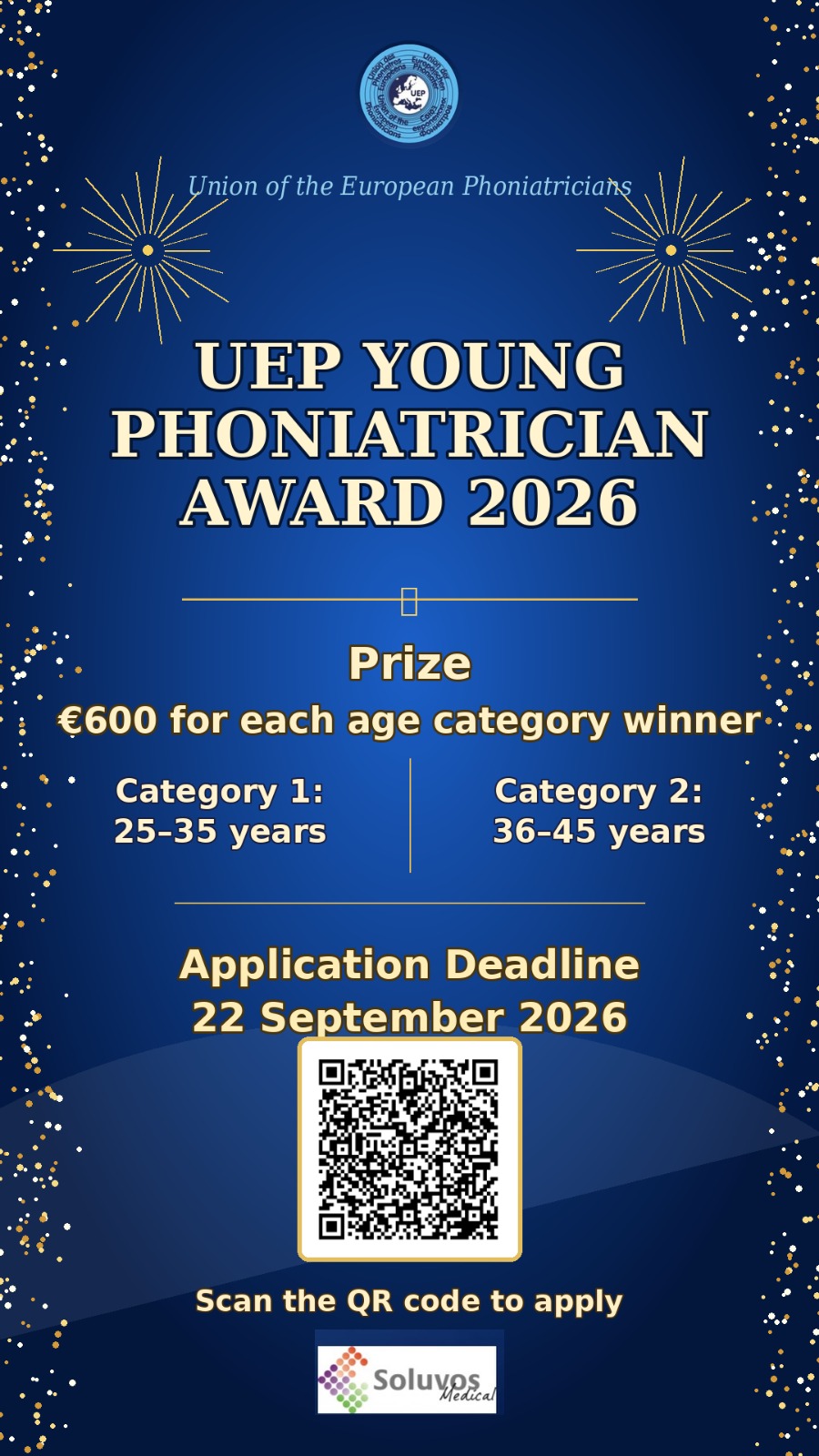 UEP Young Phoniatrician Award 2026 flyer — application details